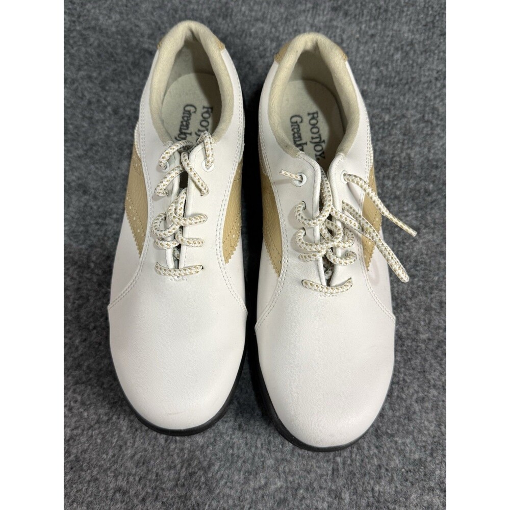 FootJoy GreenJoys Women’s Golf Shoes Size 7 White Tan Saddle Leather 48392